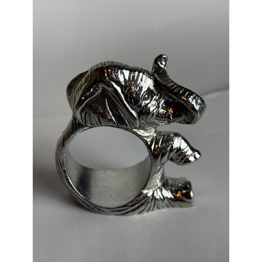 Arthur Court Elephant Napkin Rings Set of 4 Silver Aluminum Safari Table Decor